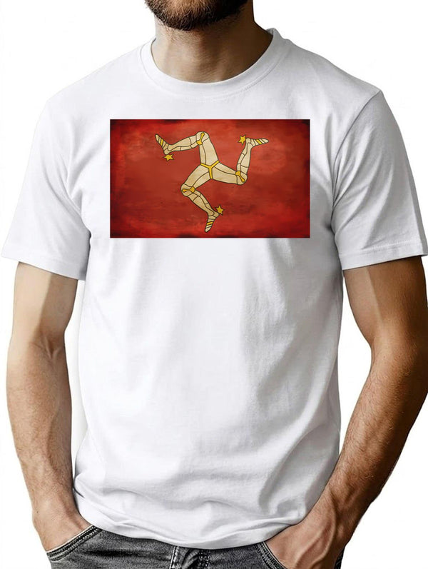 Isle Of Man Flag T-Shirt - Retro Graphic Tee for Men & Women - White