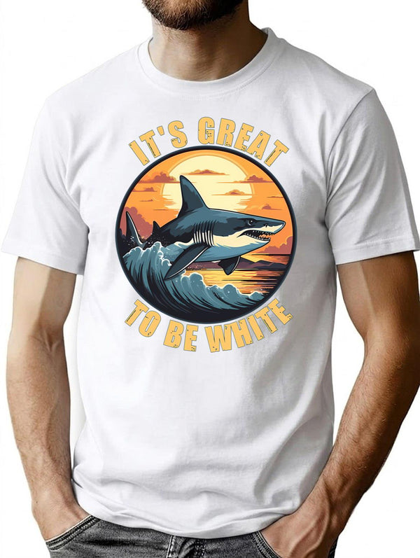 It's Great To Be White T-Shirt - Retro Graphic Tee for Men & Women - White