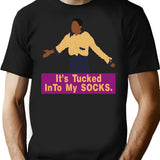 It's Tucked Into My Socks T-Shirt - Retro Graphic Tee for Men & Women - Black