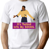 It's Tucked Into My Socks T-Shirt - Retro Graphic Tee for Men & Women - White