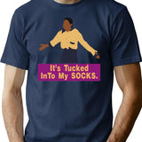It's Tucked Into My Socks T-Shirt - Retro Graphic Tee for Men & Women - Navy