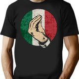 Italian Hand Gesture Sing Language Funny Italy Flag Vintage T-Shirt - Black