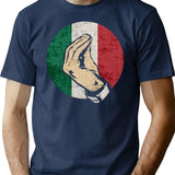 Italian Hand Gesture Sing Language Funny Italy Flag Vintage T-Shirt - Navy