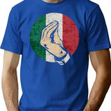 Italian Hand Gesture Sing Language Funny Italy Flag Vintage T-Shirt - Blue