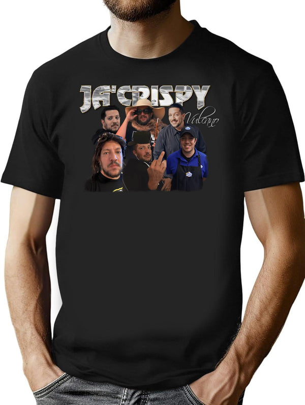 Ja'crispy Vintage Collage (1) T-Shirt - Retro Graphic Casual Tee - Black