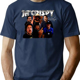 Ja'crispy Vintage Collage T-Shirt - Retro Graphic Casual Tee - Navy
