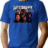 Ja'crispy Vintage Collage T-Shirt - Retro Graphic Casual Tee - Blue