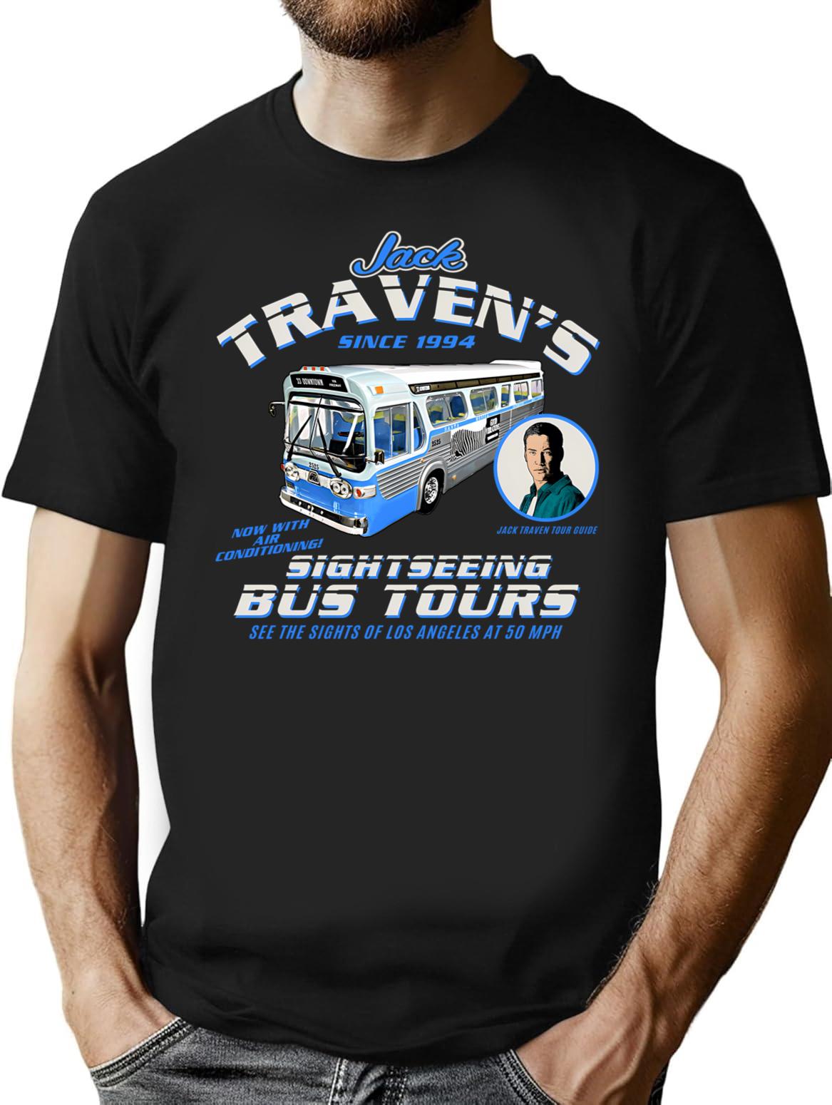 Jack Traven'S Sightseeing Bus Tours T-Shirt for Men & Women, T-Shirts Graphic Tee - Black
