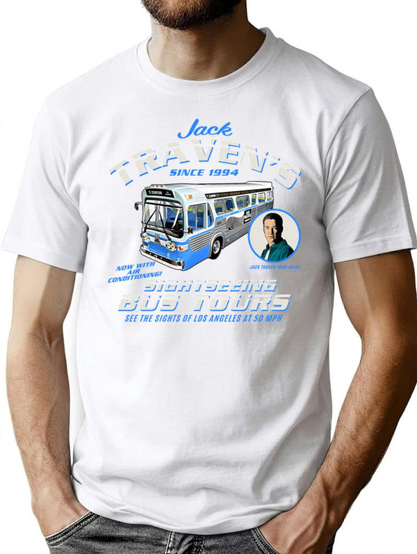 Jack Traven'S Sightseeing Bus Tours T-Shirt for Men & Women, T-Shirts Graphic Tee - White