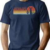 Jackalope Retro Stripes - Funny Vintage Desert Cryptid Gift T-Shirt - Navy