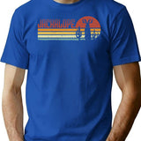 Jackalope Retro Stripes - Funny Vintage Desert Cryptid Gift T-Shirt - Blue