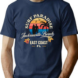 Jacksonville Beach Surf Paradise T-Shirt - Retro Graphic Tee for Men & Women - Navy