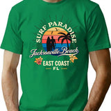 Jacksonville Beach Surf Paradise T-Shirt - Retro Graphic Tee for Men & Women - Green