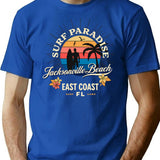 Jacksonville Beach Surf Paradise T-Shirt - Retro Graphic Tee for Men & Women - Blue