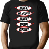 Janet Dr. Scott Janet Brad Rocky T-Shirt for Men & Women, T-Shirts Graphic Tee - Black