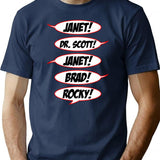 Janet Dr. Scott Janet Brad Rocky T-Shirt for Men & Women, T-Shirts Graphic Tee - Navy