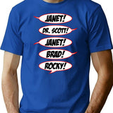 Janet Dr. Scott Janet Brad Rocky T-Shirt for Men & Women, T-Shirts Graphic Tee - Blue