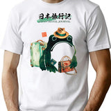 Japan Travel Journal Frog T-Shirt - Retro Graphic Tee for Men & Women - White