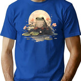 Japanese Frog Vintage T-Shirt - Retro Graphic Casual Tee - Blue