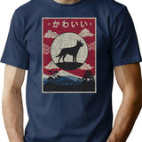 Japanese Kelpie Kawaii T-Shirt - Retro Graphic Tee for Men & Women - Navy