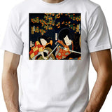 Japanese Samurai Ukiyoe Print Vintage T-Shirt for Men & Women, T-Shirts Graphic Tee - White