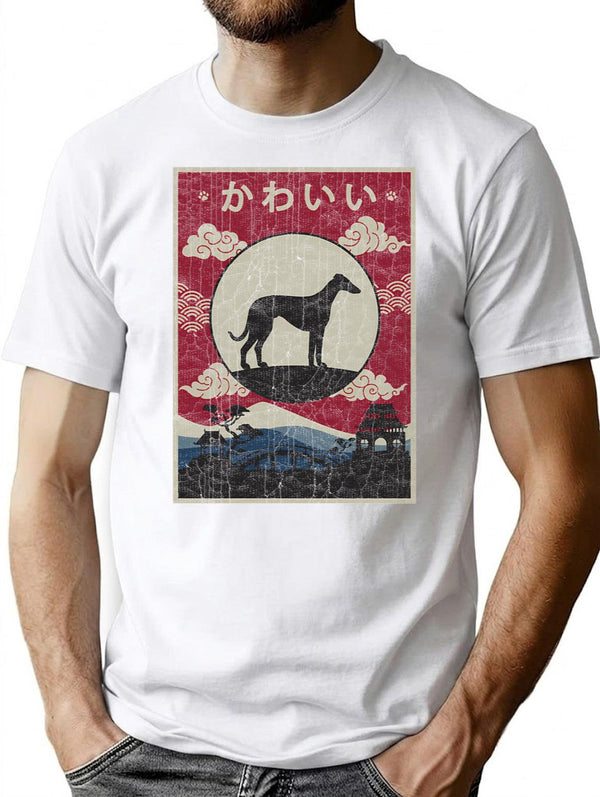 Japanese Whippet Kawaii T-Shirt - Retro Graphic Tee for Men & Women - White