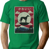 Japanese Whippet Kawaii T-Shirt - Retro Graphic Tee for Men & Women - Green