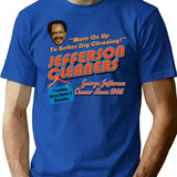 Jefferson Cleaners Move On Up T-Shirt - Retro Graphic Tee for Men & Women - Blue