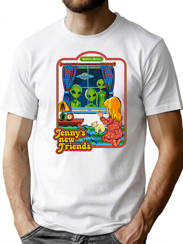 Jenny's New Friends T-Shirt - Retro Graphic Tee for Men & Women - White