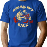 Jesus Has Your Back T-Shirt for Men & Women, T-Shirts Graphic Tee - Blue
