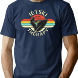 Jet Skiing Jet Ski Therapy Retro Loves Motor Boat T-Shirt - Navy