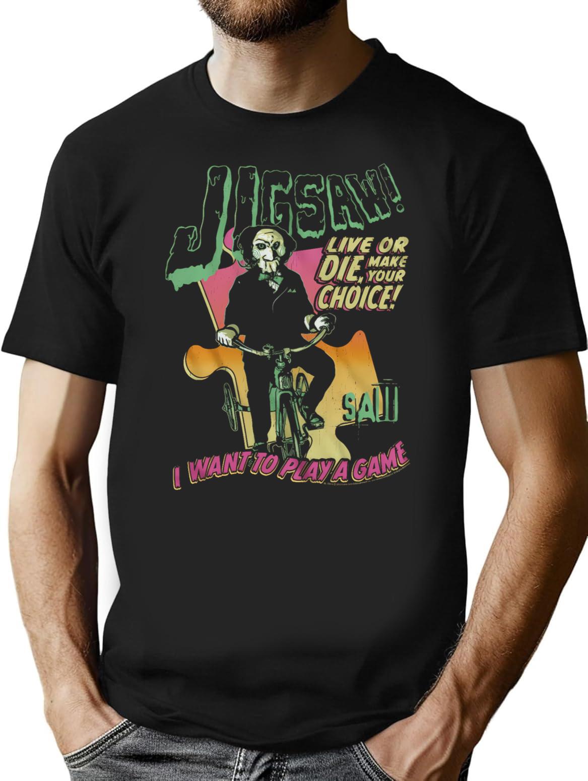 Jigsaw I Want To Play Game T-Shirt for Men & Women, T-Shirts Graphic Tee - Black