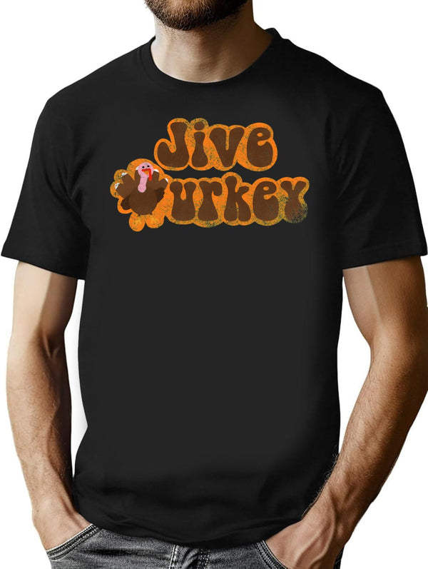 Jive Turkey Vintage Thanksgiving T-Shirt - Retro Graphic Casual Tee - Black