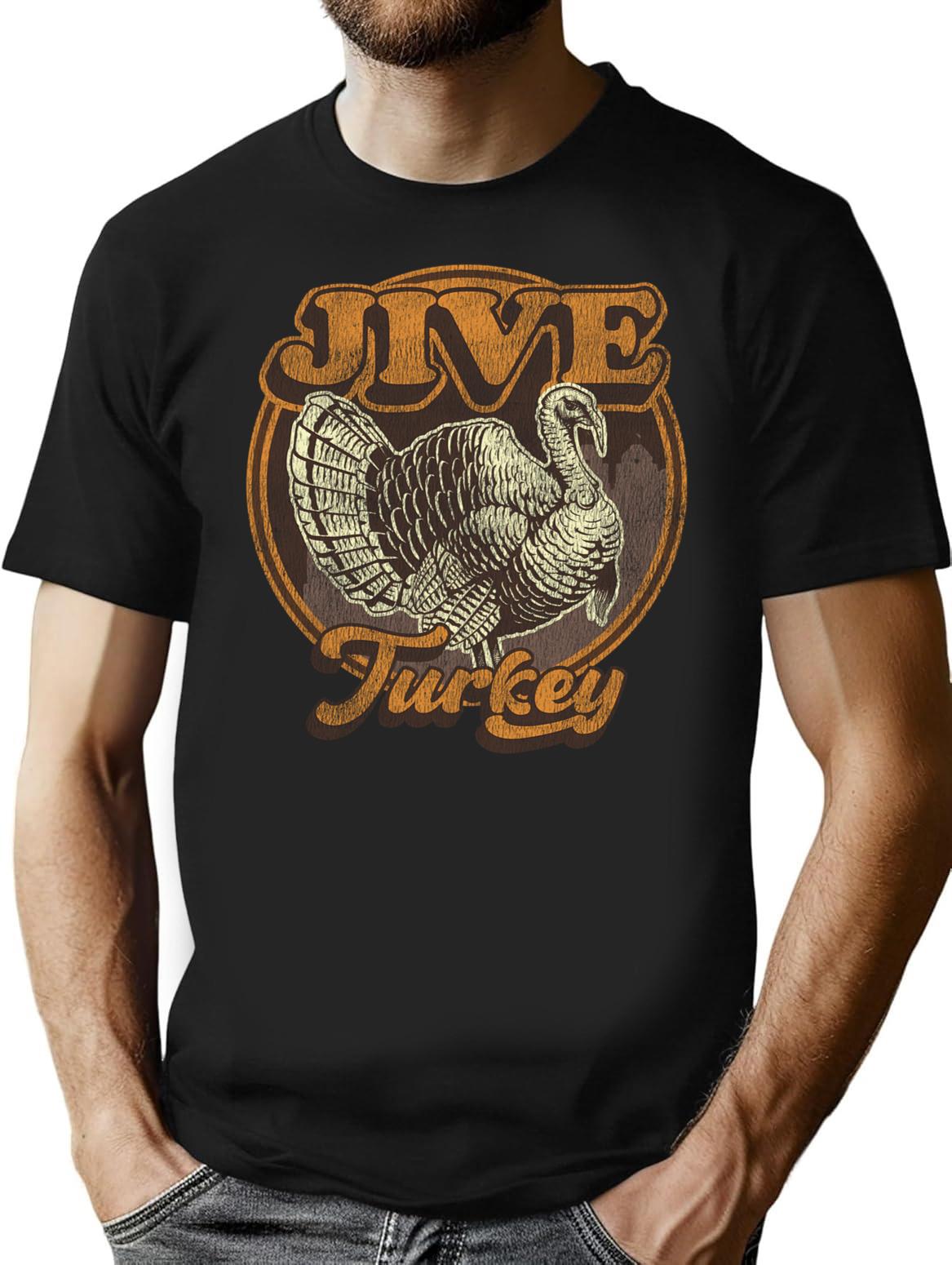Jive Turkey Worn Out T-Shirt for Men & Women, T-Shirts Graphic Tee - Black