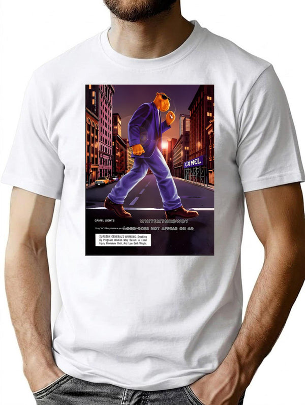 Joe Camel Lone T-Shirt - Retro Graphic Tee for Men & Women - White