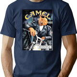 Joe Camel Motorcycle Active T-Shirt - Retro Graphic Tee for Men & Women - Navy