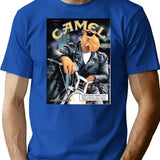 Joe Camel Motorcycle Active T-Shirt - Retro Graphic Tee for Men & Women - Blue