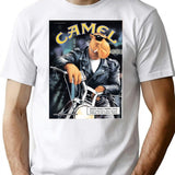 Joe Camel Motorcycle T-Shirt - Retro Graphic Tee for Men & Women - White