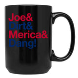 Joe Dirt Merica Dang Usa Text Black Coffee Mug - Black