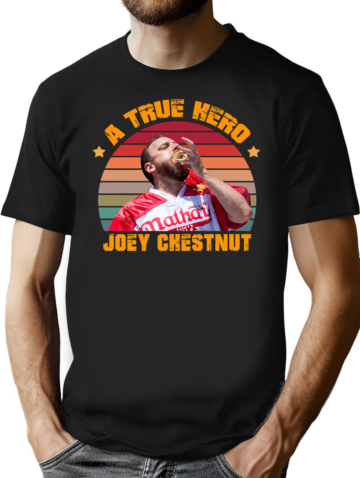 Joey Chestnut A True Hero Artwork T-Shirt - Black