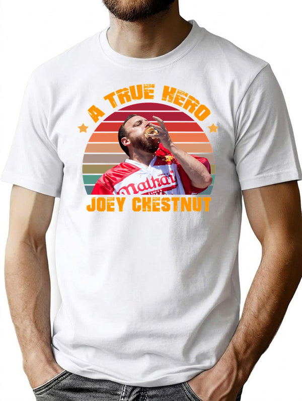 Joey Chestnut A True Hero Artwork T-Shirt - White