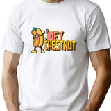 Joey Chestnut Dabbing Hot Dog T-Shirt - Retro Graphic Tee for Men & Women - White