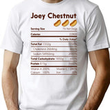 Joey Chestnut Nutrition Facts T-Shirt - Retro Graphic Tee for Men & Women - White