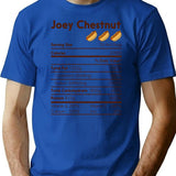 Joey Chestnut Nutrition Facts T-Shirt - Retro Graphic Tee for Men & Women - Blue