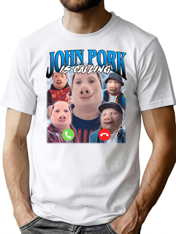 John Pork Vintage Retro Design (1) T-Shirt - White