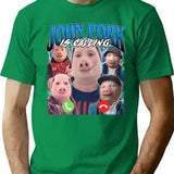 John Pork Vintage Retro Design T-Shirt - Retro Graphic Casual Tee - Green