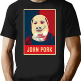 John Pork Vintage Retro T-Shirt - Retro Graphic Casual Tee - Black
