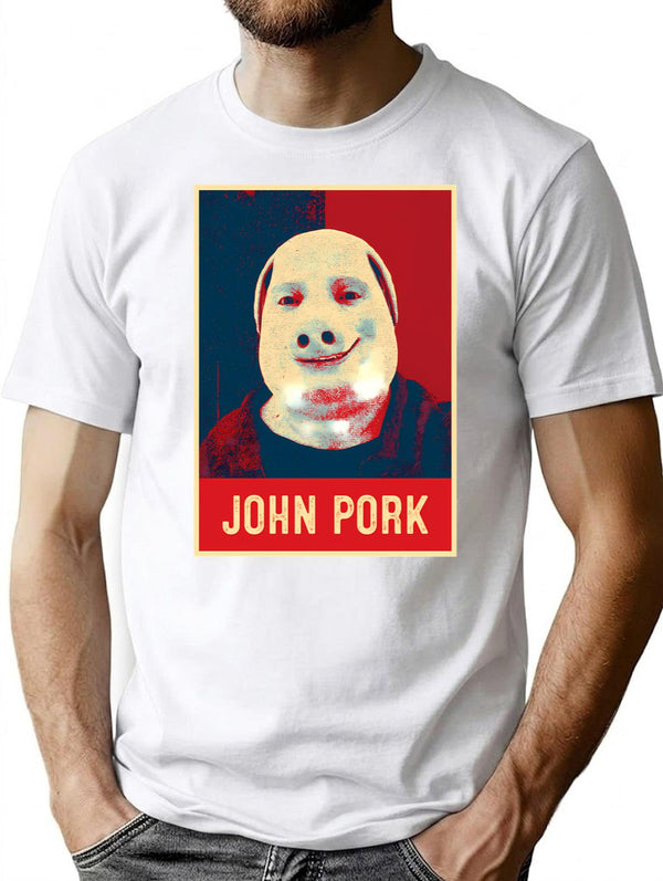 John Pork Vintage Retro T-Shirt - Retro Graphic Casual Tee - White
