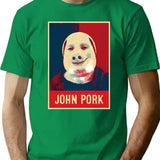 John Pork Vintage Retro T-Shirt - Retro Graphic Casual Tee - Green