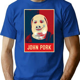 John Pork Vintage Retro T-Shirt - Retro Graphic Casual Tee - Blue